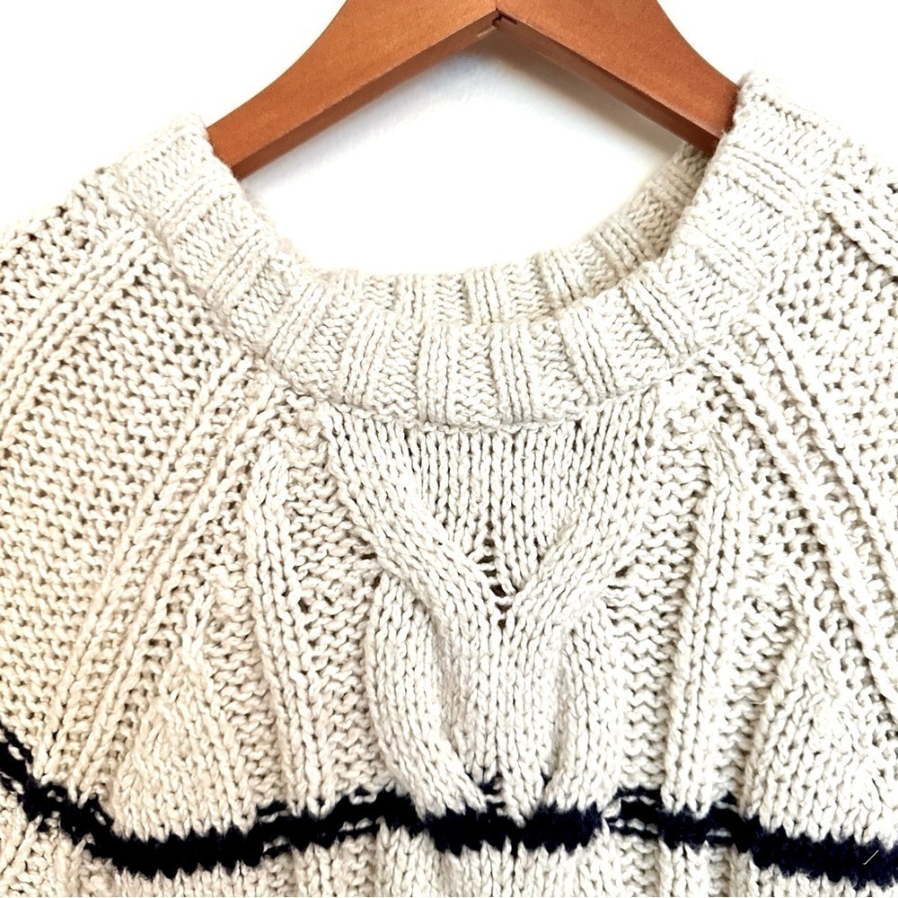 J. Jill Canle Knit Long Sleeve Striped Sweater Navy Cream Size XS - Picture 5 of 7